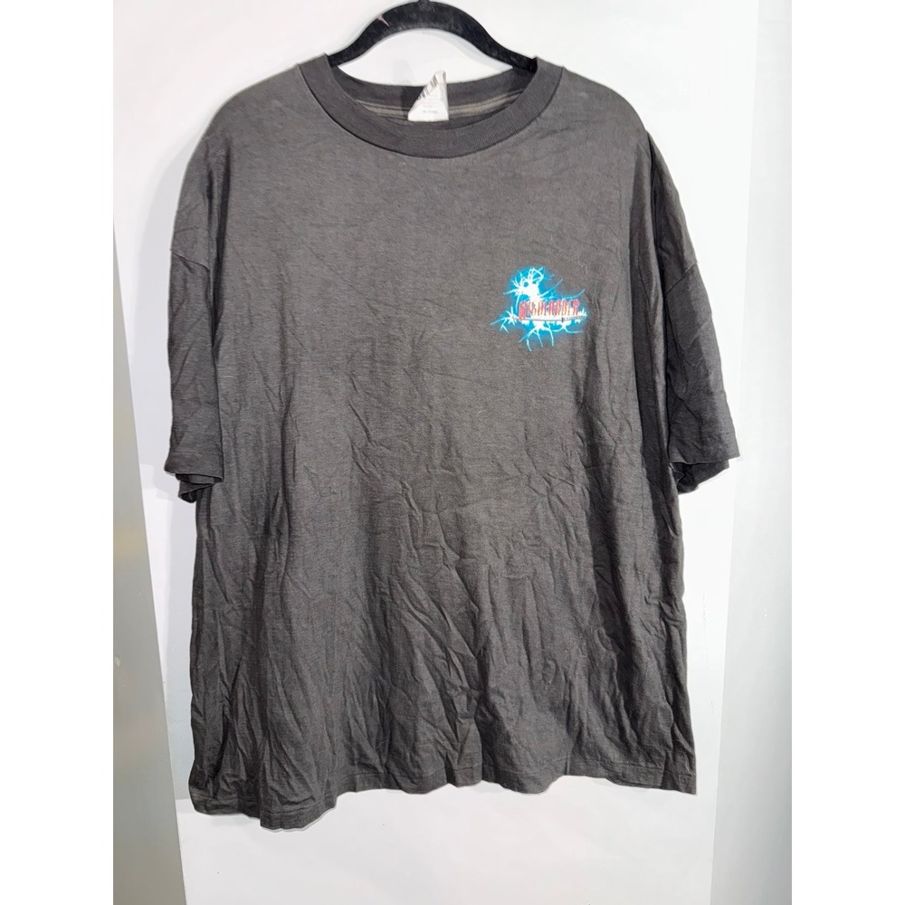 Highlander movie 1996 vintage gray graphic tshirt single stitch blue lightening‎
